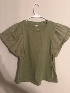 Old Navy Olive Green Flutter Sleeve Tee